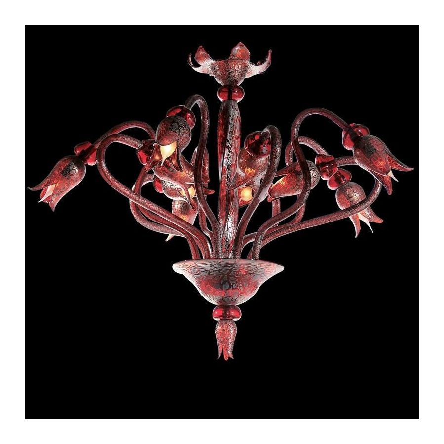Kali - Kronleuchter mit 10 Lichtern, Rot-Silber