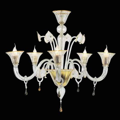 Atrium - Lámpara de 6 luces en cristal de Murano transparente/ámbar