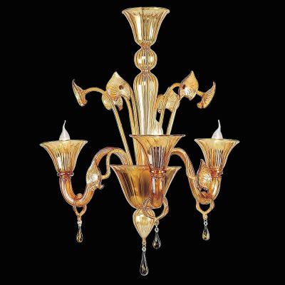 Atrium - Lustre 6 lumières en verre de Murano transparent/ambre