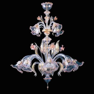 Biancarosa - Lustre en verre de Murano Fleurs