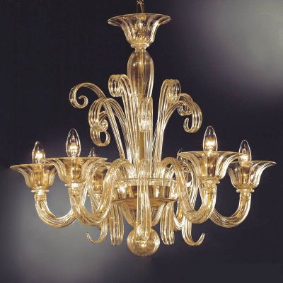 Clary - Lámpara de cristal de Murano con 6 luces, todo oro