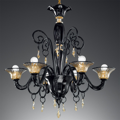 Apollo - lampadario in vetro di Murano arancio