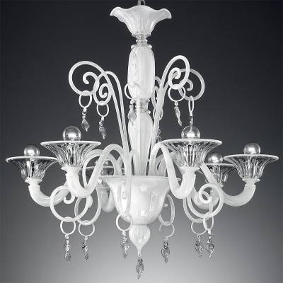 Apollo - lampadario in vetro di Murano arancio