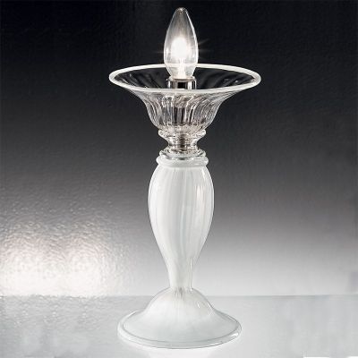Apollo - Pequeña lámpara de mesa 1 luz de cristal de Murano blanco/transparente