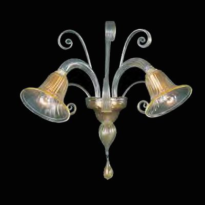 Bramante - Lámpara de pared de cristal de Murano Oro con 2 luces