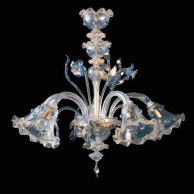 Ginevra - Araña de cristal de Murano 6 luces policromada transparente