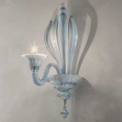 Colomba - Wandleuchte 1 Licht aus aquamarinblauem Muranoglas