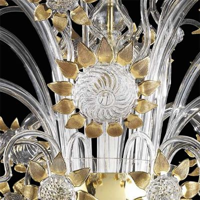 Alba - Lustre 10 lumières en verre de Murano transparent/ambre