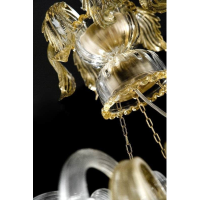 Bucintoro - Lampadario di Murano 8 luci Tutto Oro con colore