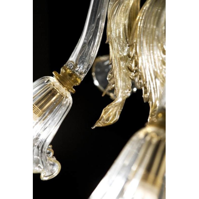 Ca' d'Oro - Lampadario di Murano 3 luci Bianco Oro