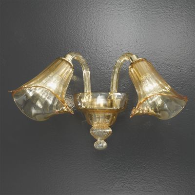 Appia - Lámpara de cristal de Murano ámbar con 6 luces.