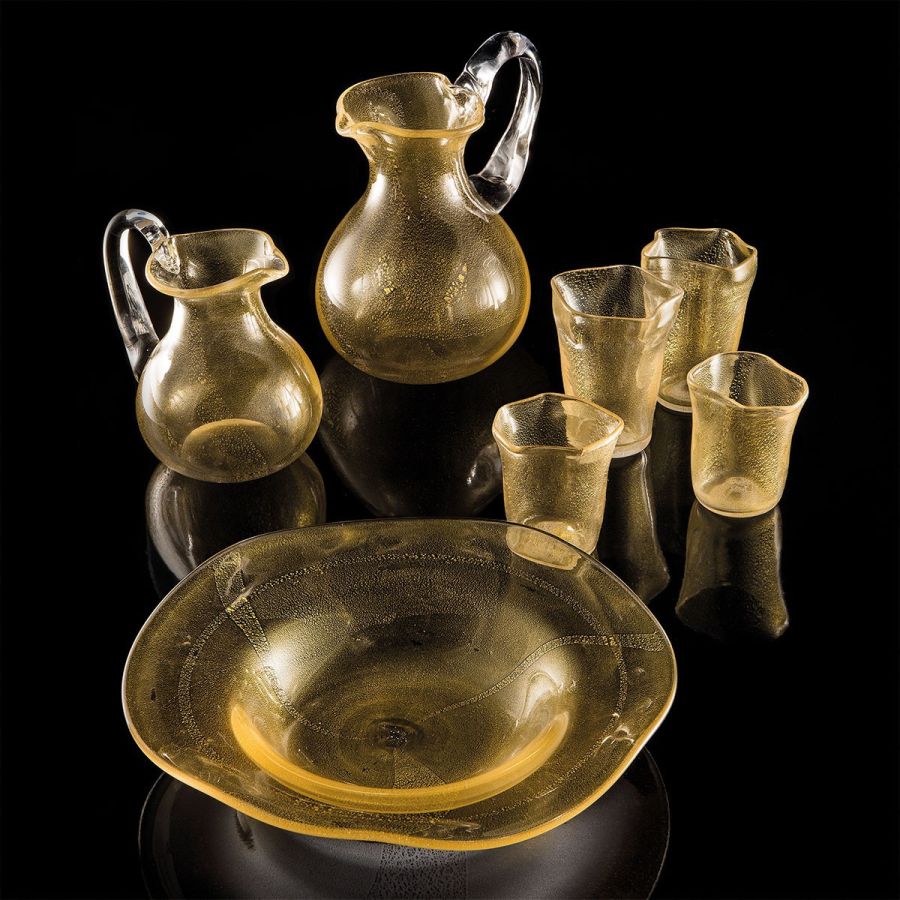 Collection Veneziani en verre de Murano tout or