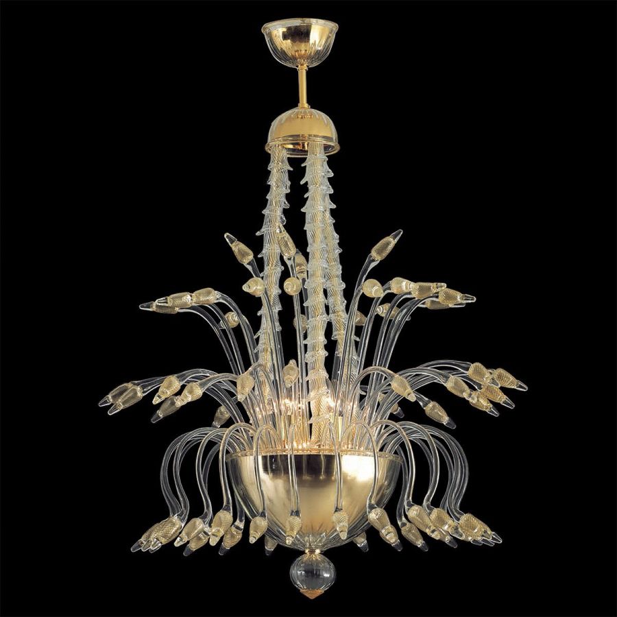 Gonzaga - Araña de cristal de Murano 18 luces, cristal/oro