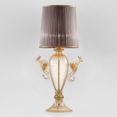 Dragoni - Lámpara de mesa en cristal de Murano, azul/oro