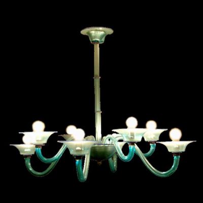 Aquamarine - Lustre 8 lumières en verre de Murano