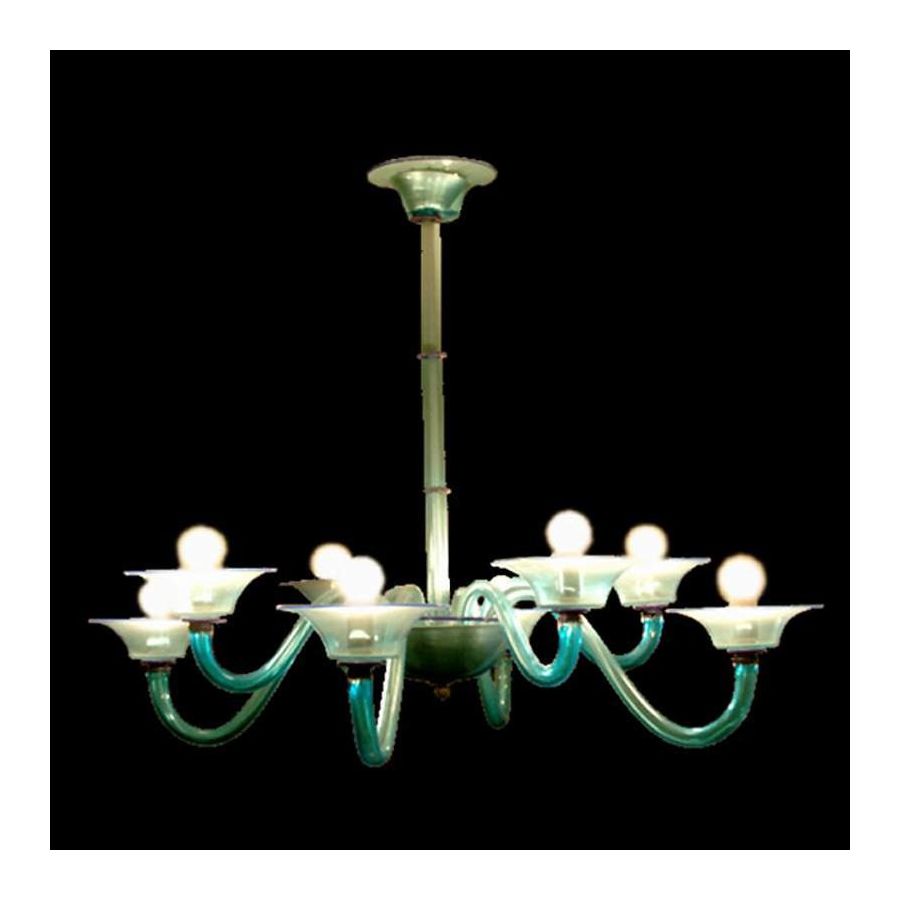 Aquamarine - Lámpara de cristal de Murano de 8 luces