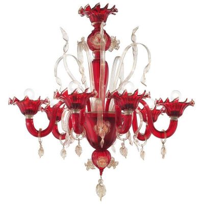 Casanova - Murano chandelier 6 lights Red Gold