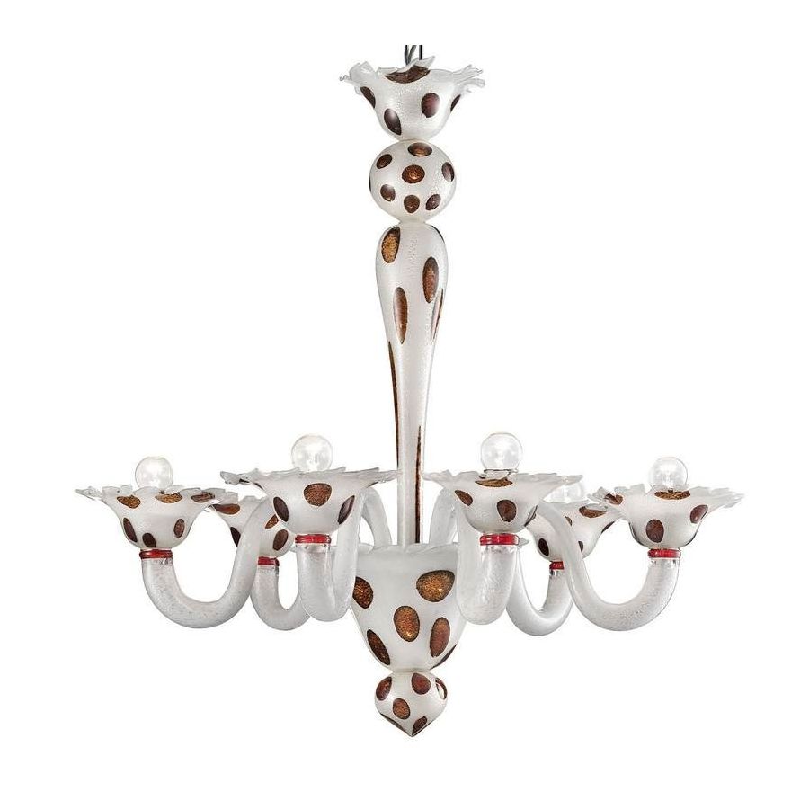 Arlecchino 6-light chandelier Silver white with red spots
