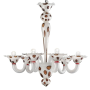 Arlecchino - Lampadario di Murano 6 luci Bianco-argento Punti Rossi