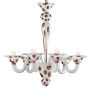 Arlecchino - Murano chandelier 6 lights White-silver Red Spots