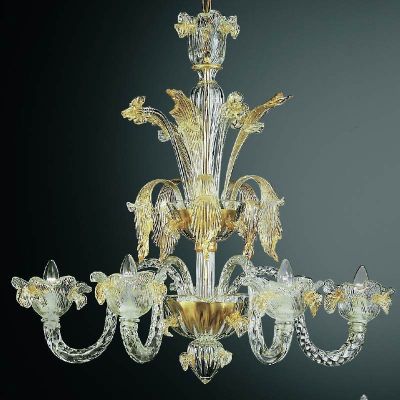 Doge - Araña de cristal de Murano con 5 luces, cristal/oro