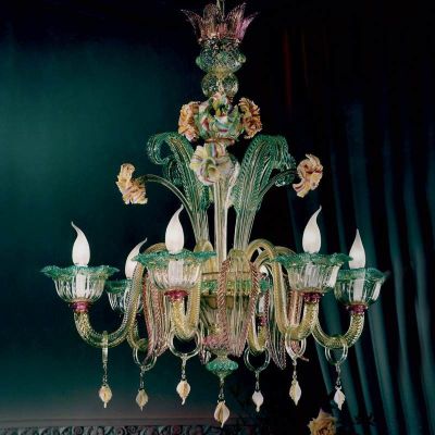 Doria - Lustre en verre de Murano à 6 lumières