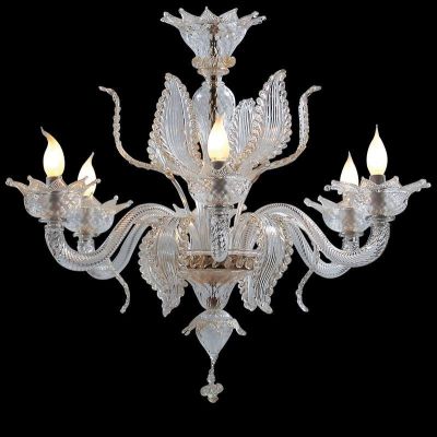 Elisir – Kronleuchter aus Muranoglas, 6 Lichter, Kristall/Gold