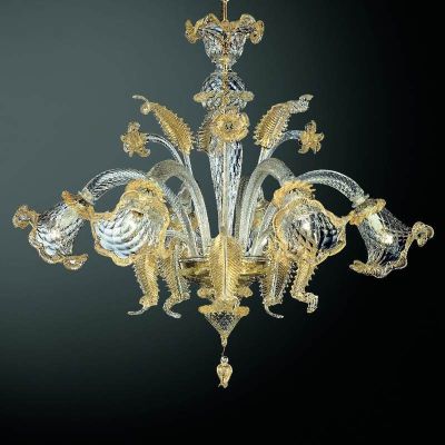 Gondola - Lámpara de Murano 6 luces Cristal Oro