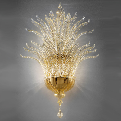 Applique Murano 5 luci Foglie d'oro