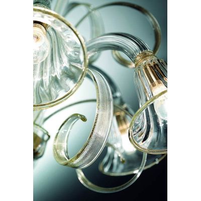 Gondola - Lustre en verre de Murano 6 lumières transp/or