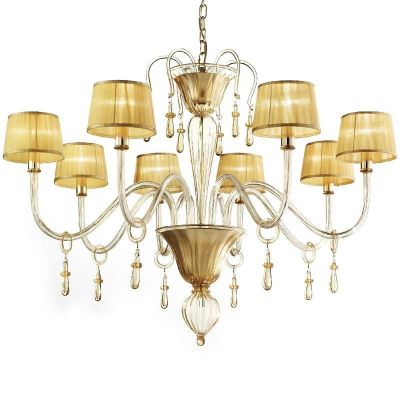Serenissima - Murano glass chandelier 6 lights Crystal Gold
