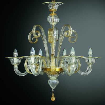 Malamocco - Murano chandelier 6 lights Amethyst