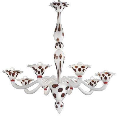Arlecchino chandelier 6 lights White silver red spots