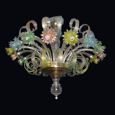 Margaritas coloradas - Lámpara de cristal de Murano