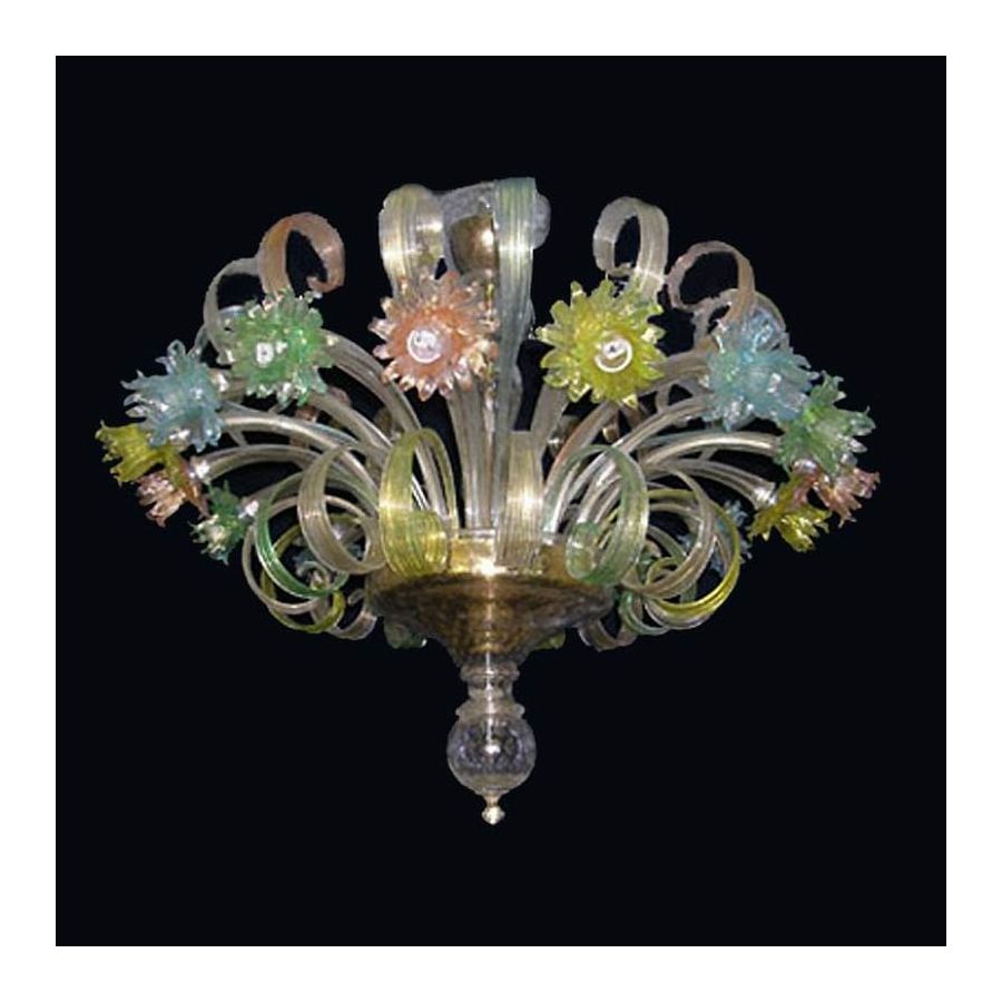 Marguerites colorées - Lustre en verre de Murano