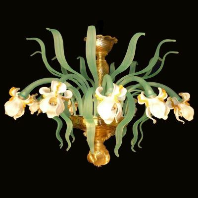Iris bianco - Lampadario in vetro di Murano