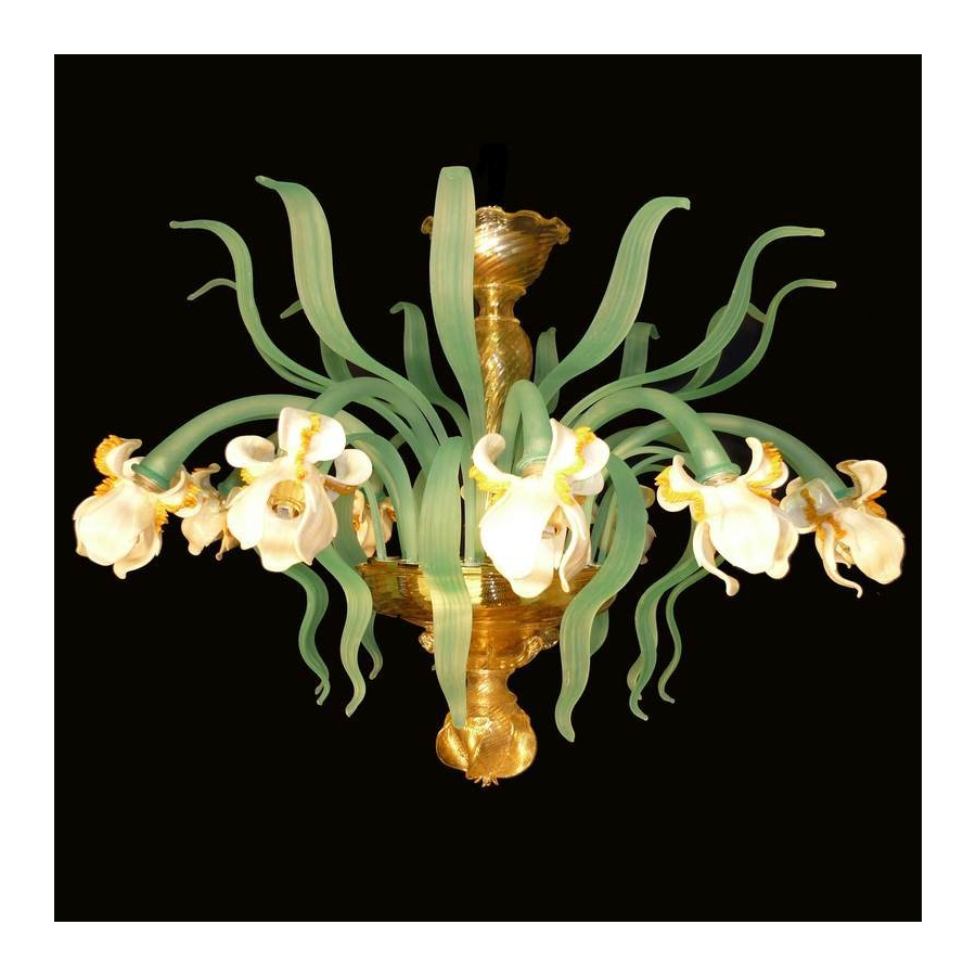 Iris blanc - Lustre en verre de Murano Iris blanc - Lustre en verre de Murano