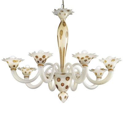Arlecchino 8-light chandelier White with amber spots
