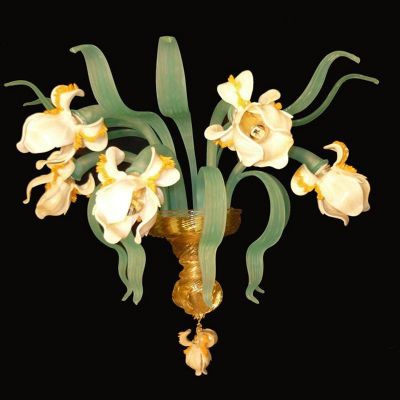 Iris blanc 12 lumières - Plafonnier de Murano