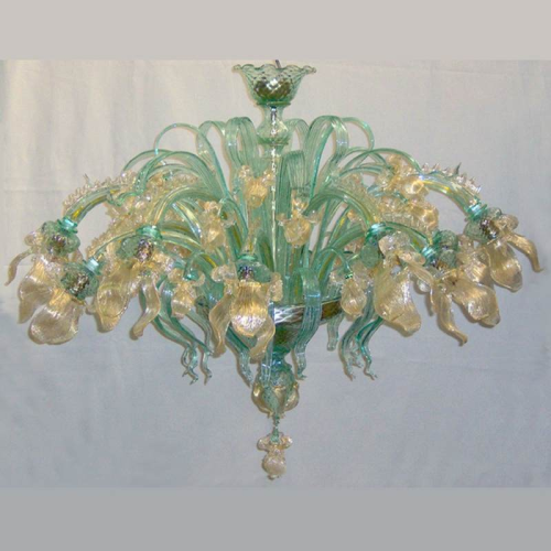 Iris dorato - Lampadario in vetro di Murano