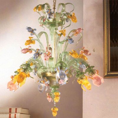 Iris green - Murano glass chandelier
