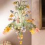 Iris green-gold - Murano glass chandelier Flowers