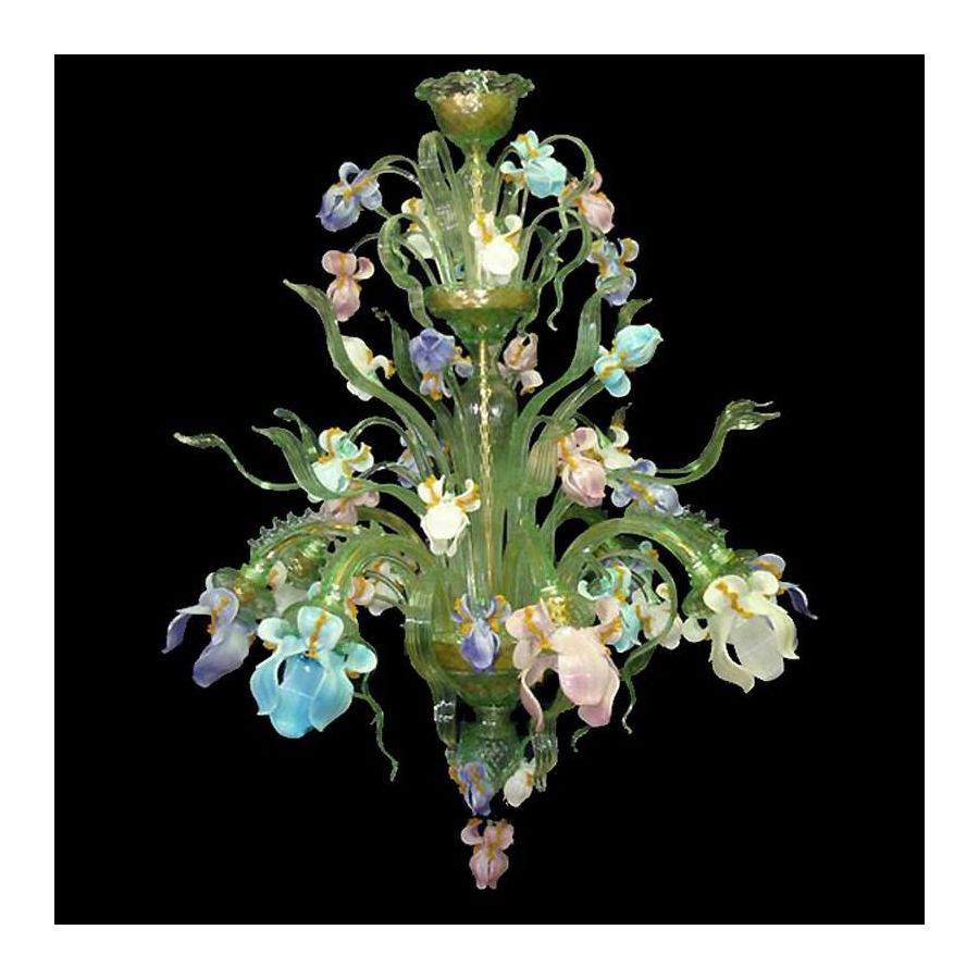 Iris hellgrün - Murano glas Kronleuchtern