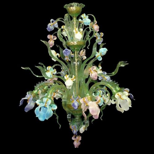 Iris verde - Lampadario in vetro di Murano