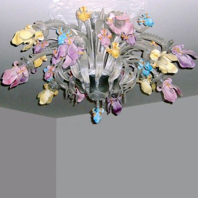 Iris hellgrün - Murano glas Kronleuchtern Blumen