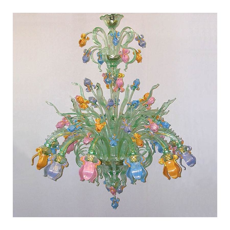 Iris delicate green - Murano glass chandelier
