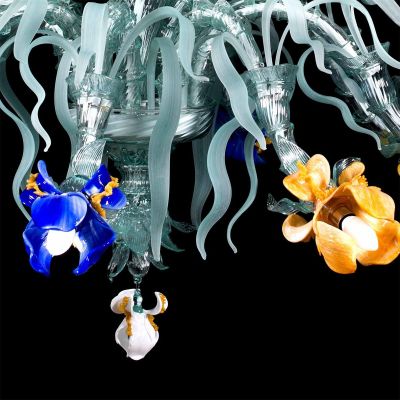 Iris delicate green - Murano glass chandelier Flowers