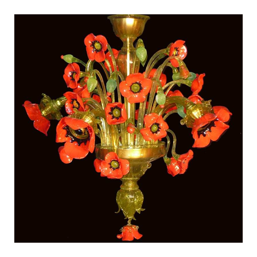Coquelicots - Lustre en verre de Murano Coquelicots - Lustre en verre de Murano