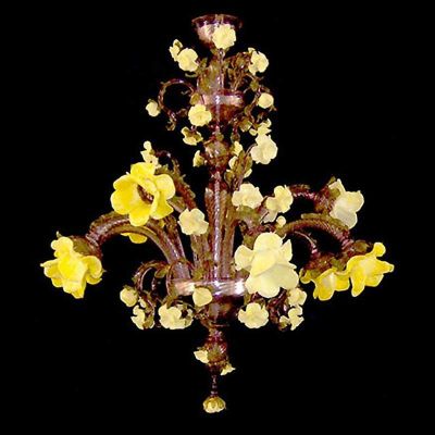 Jardín de rosas amarillas - Lámpara en cristal de Murano
