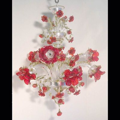 Jardín de rosas rojas - Lámpara de cristal de Murano